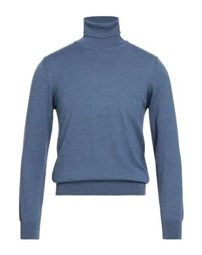 Gioferrari Man Turtleneck Slate Blue Size 46 Merino Wool In Blue