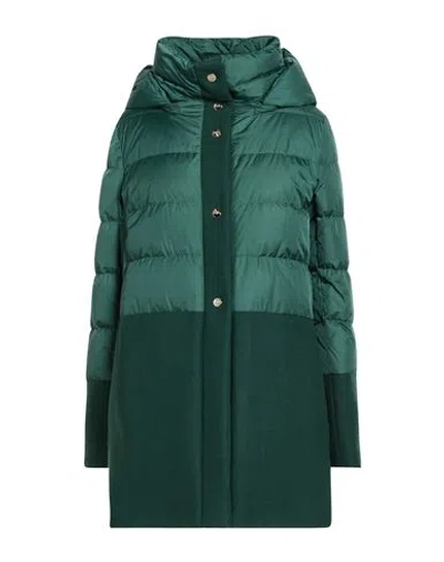 Herno Woman Puffer Dark Green Size 10 Polyamide, Virgin Wool In Green