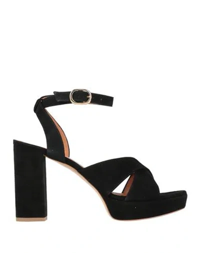 Via Roma 15 Woman Sandals Black Size 11 Leather In Black