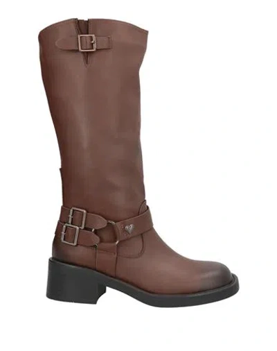 Tua By Braccialini Woman Boot Dark Brown Size 5 Textile Fibers In Brown