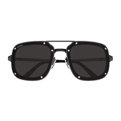 Cartier Ct0194s Santos De Sunglasses In Black