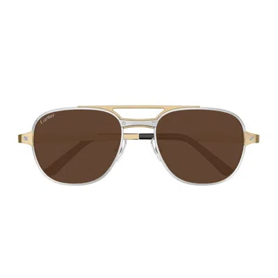 Cartier Ct0477s Santos De Sunglasses In Gold