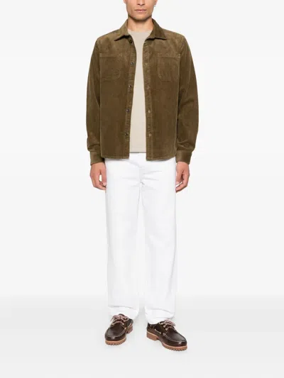 Les Deux Patch-pocket Corduroy Shirt In Brown
