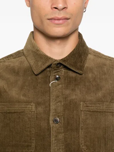Les Deux Patch-pocket Corduroy Shirt In Brown