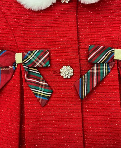 Blueberi Boulevard Baby Girls 2-piece Holiday Plaid Dress And Coat Set In Red