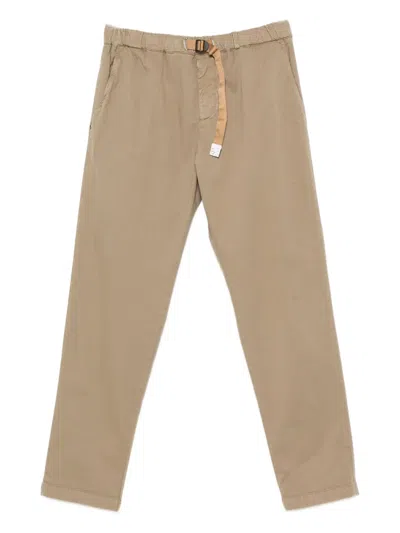 White Sand Belted Trousers In Brown