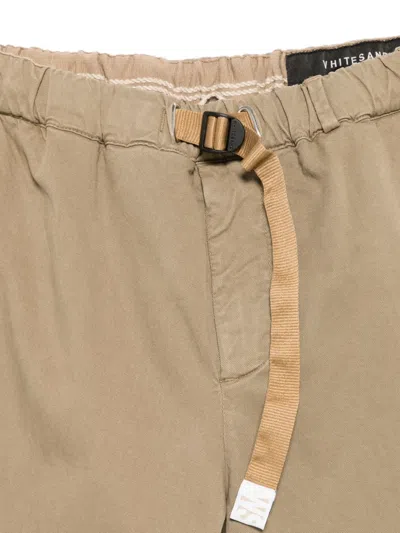 White Sand Belted Trousers In Brown