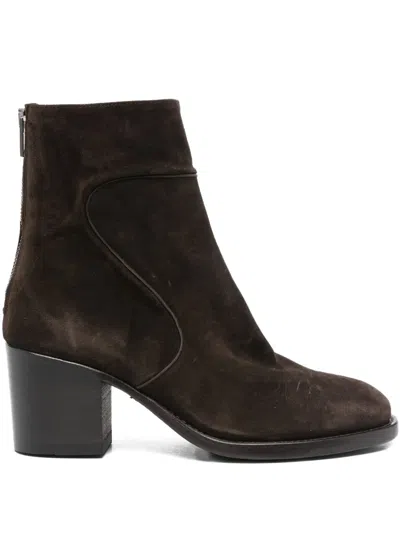 Pantanetti Suede Block-heel Boots In Brown