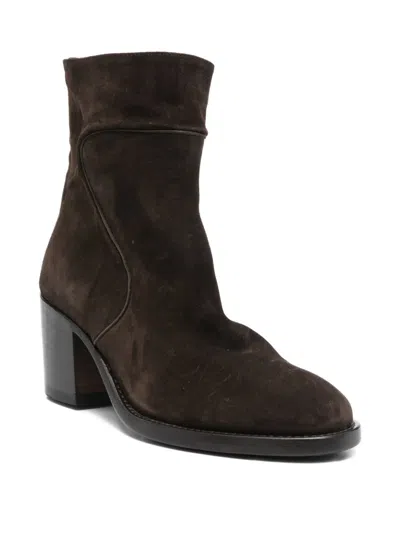 Pantanetti Suede Block-heel Boots In Brown