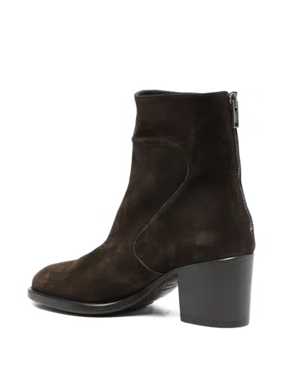 Pantanetti Suede Block-heel Boots In Brown