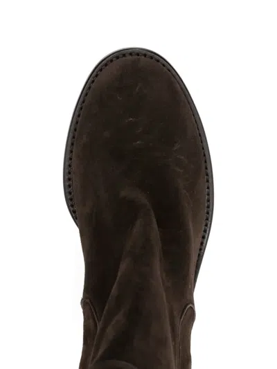 Pantanetti Suede Block-heel Boots In Brown