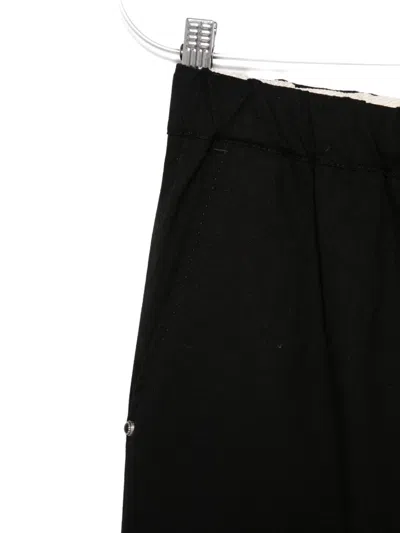 White Sand Drawstring Trousers In Black