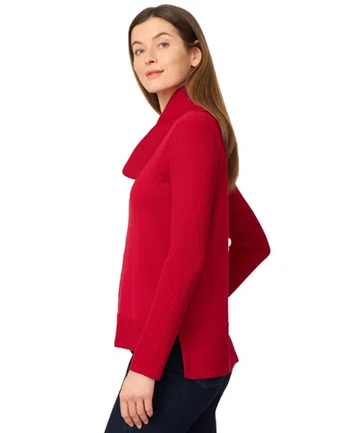 Melissa Paige Women's Ribbed Stitch Cowl-neck Sweater In Blue