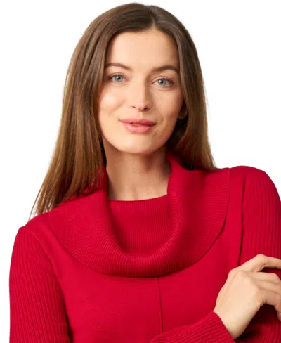 Melissa Paige Women's Ribbed Stitch Cowl-neck Sweater In Blue