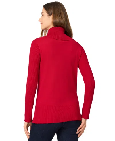 Melissa Paige Women's Ribbed Stitch Cowl-neck Sweater In Blue