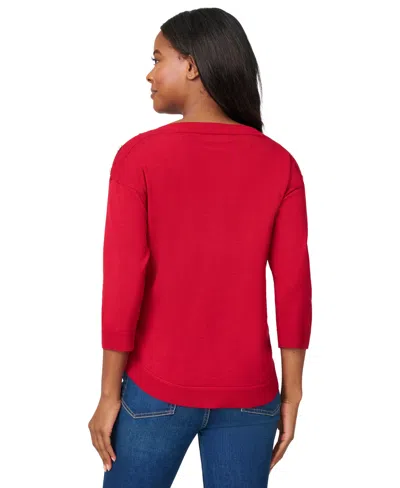 Melissa Paige Women's Boat-neck Button-shoulder Sweater In Blue