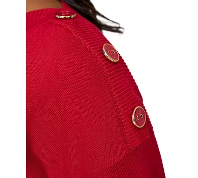 Melissa Paige Women's Boat-neck Button-shoulder Sweater In Blue