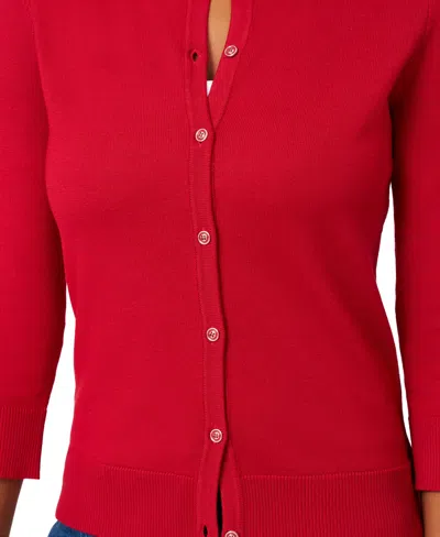 Melissa Paige Women's Crewneck Button-front Cardigan In Blue