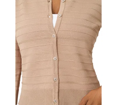 Melissa Paige Petite Textured-stripe Cardigan Sweater In Neutral