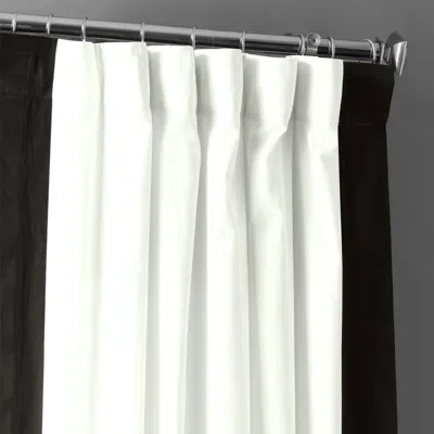 Half Price Drapes Fresh Popcorn & Black Bordered Vertical Printed Cotton Curtain