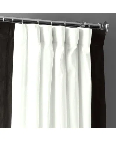 Half Price Drapes Fresh Popcorn & Black Bordered Vertical Printed Cotton Curtain