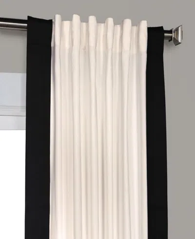 Half Price Drapes Fresh Popcorn & Black Bordered Vertical Printed Cotton Curtain