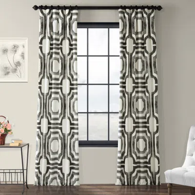 Half Price Drapes Mecca Steel Geometric Printed Cotton Room Darkening Curtain