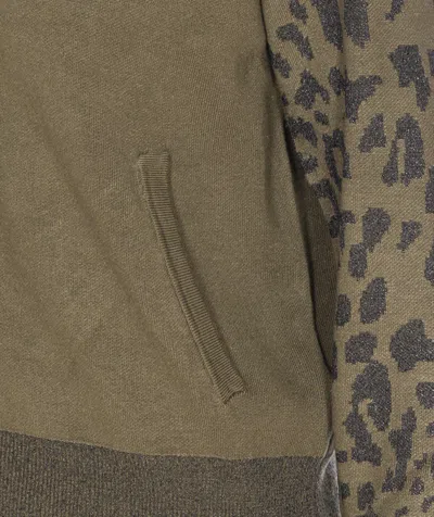 Liu •jo Leopard-print Zipped-front Sweatshirt In Green