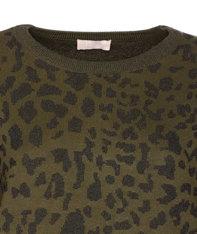 Liu •jo Leopard-print Zipped-front Sweatshirt In Green