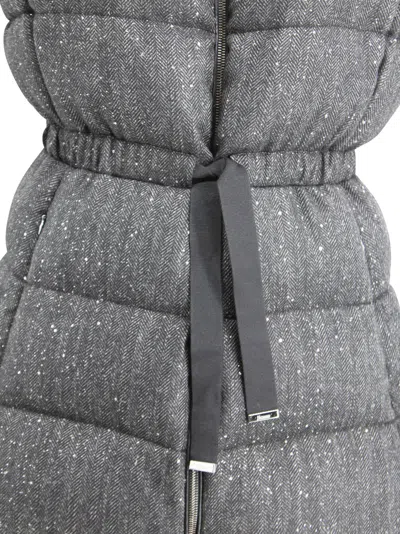 Herno Sequinned Padded Vest Structured Collar In Gray