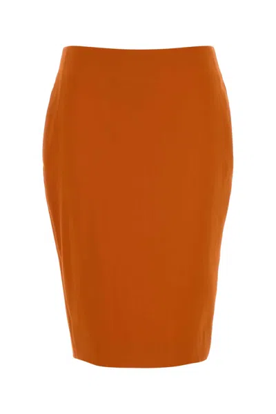 Saint Laurent High-waisted Stretch Viscose Blend Skirt In Orange