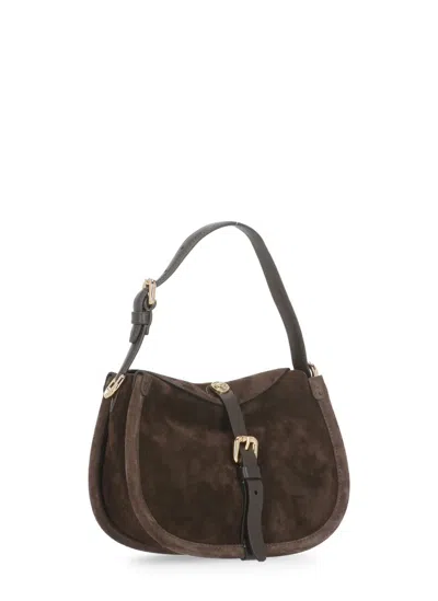 Etro Suede Leather Shoulder Bag With Removable Strap In Brown