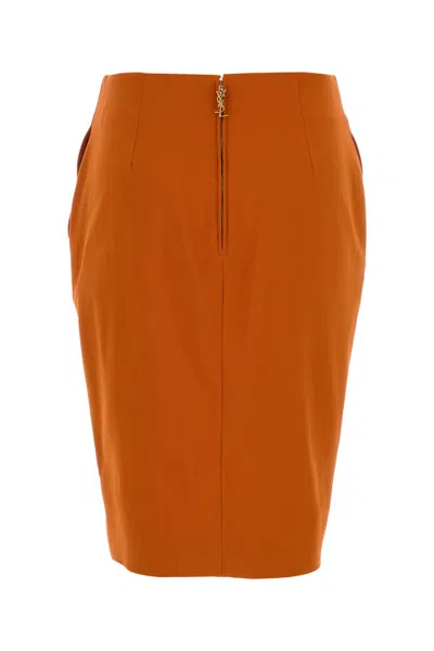 Saint Laurent High-waisted Stretch Viscose Blend Skirt In Orange
