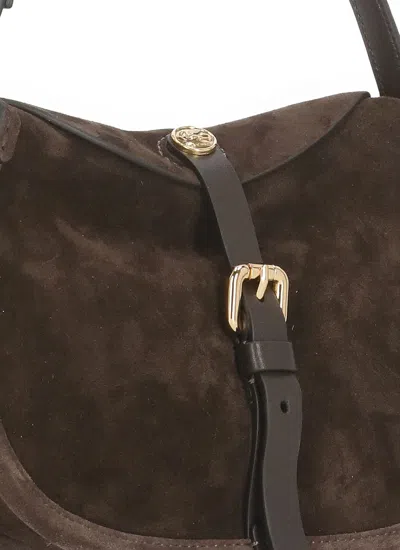 Etro Suede Leather Shoulder Bag With Removable Strap In Brown