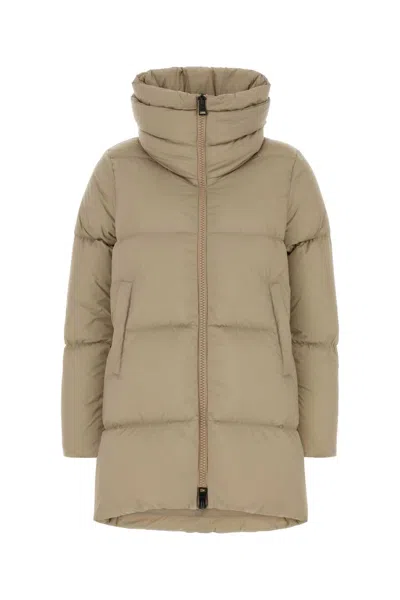 Herno Longline Puffer Jacket High Collar In Neutral