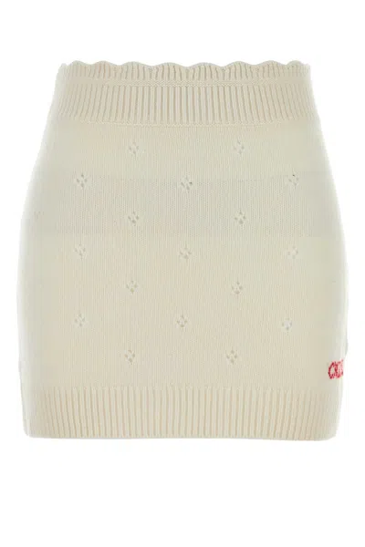 Chloé Chloe Women White Wool Blend Mini Skirt In White