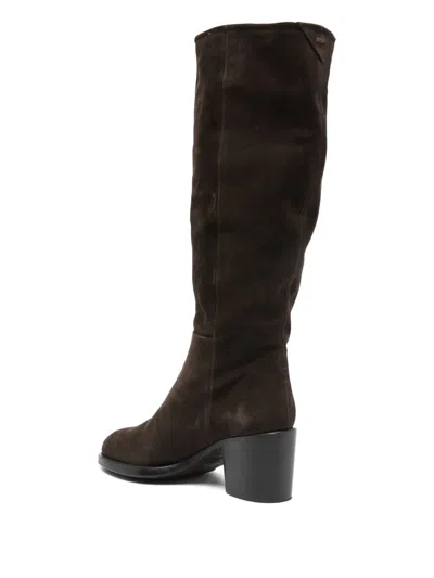 Pantanetti Suede Block-heel Boots In Brown