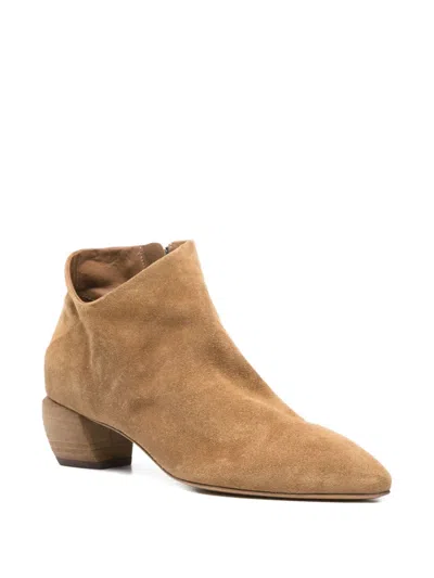 Officine Creative Suede Pointed-toe Ankle Boot In Brown