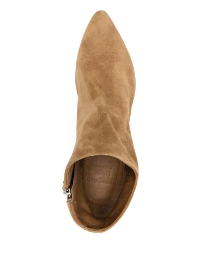 Officine Creative Suede Pointed-toe Ankle Boot In Brown