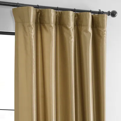 Half Price Drapes Flax Gold Vintage Textured Faux Dupioni Silk Curtain