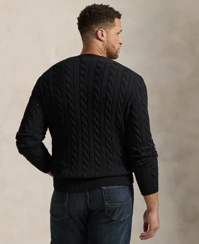 Polo Ralph Lauren Roving Cable Knit Sweater In Black