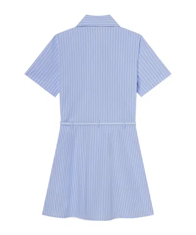 Frame Striped-pattern Belted Mini Dress In Blue