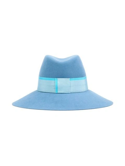Shop Maison Michel 'kate' Fedora Hat In Blue