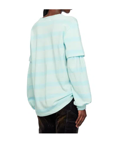 Open Yy Cotton Striped T-shirt In Blue