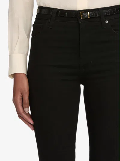 Frame High-waisted Flared Jeans In Black