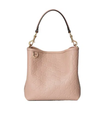 Gucci Gg Emblem Small Bucket Bag In Pink