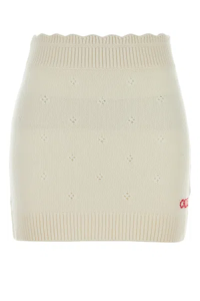Chloé Chloe Women White Wool Blend Mini Skirt In White