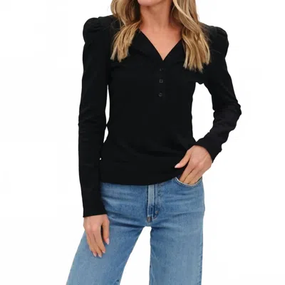 Six/fifty Emily Puff Sleeve Top In Black In Black