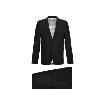 Dsquared2 Tailored Two-piece Wool Suit With Refined Texture In Black