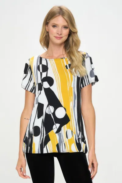 Truedames Plus Size Hit Boat Nk Short Sl Top In Yellow